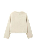 Berenice | Casaco Cropped em Shearling Bege com Fechamento em Toggles
