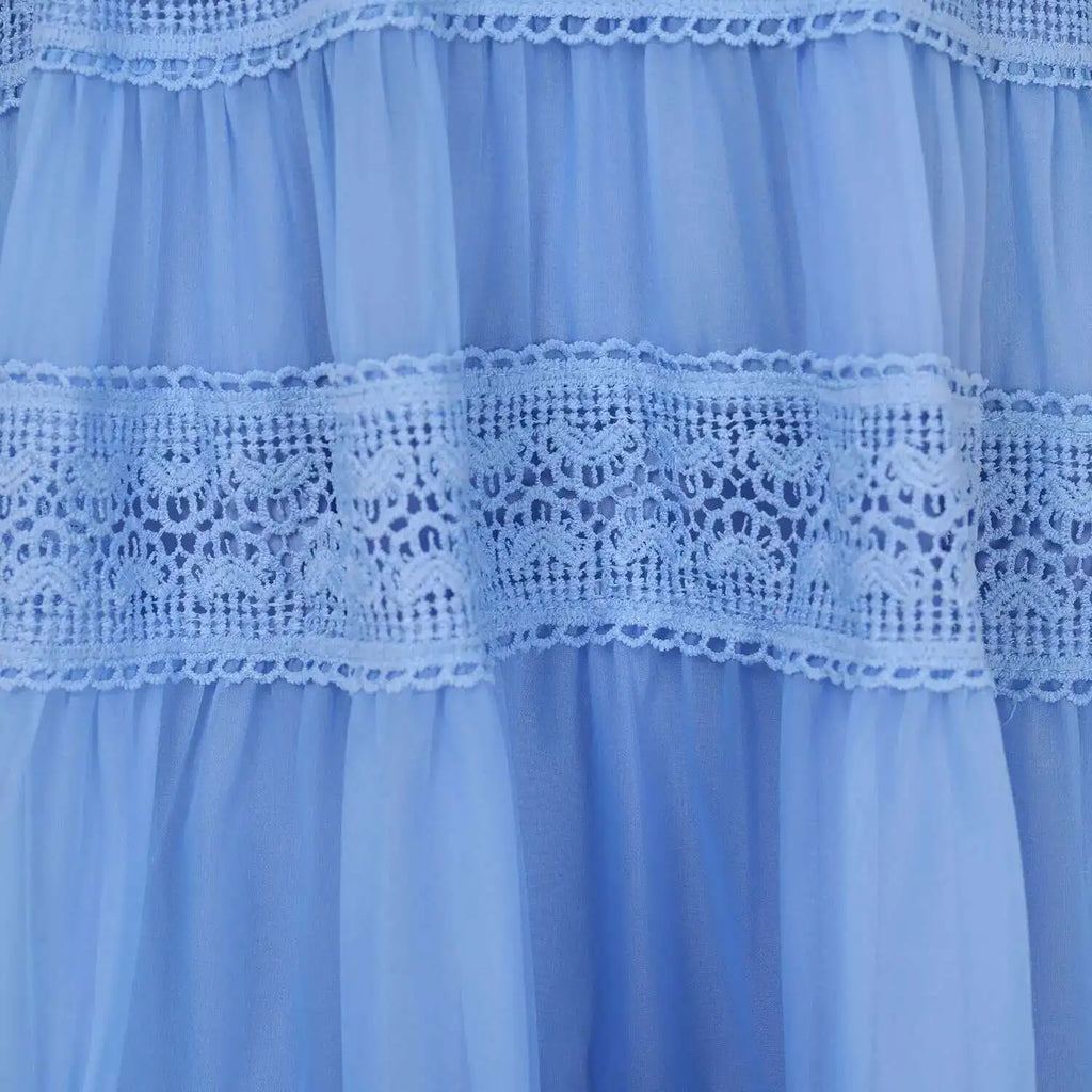 Cecília | Vestido Longo em Renda com Tecido 100% Algodão e Manga Longa