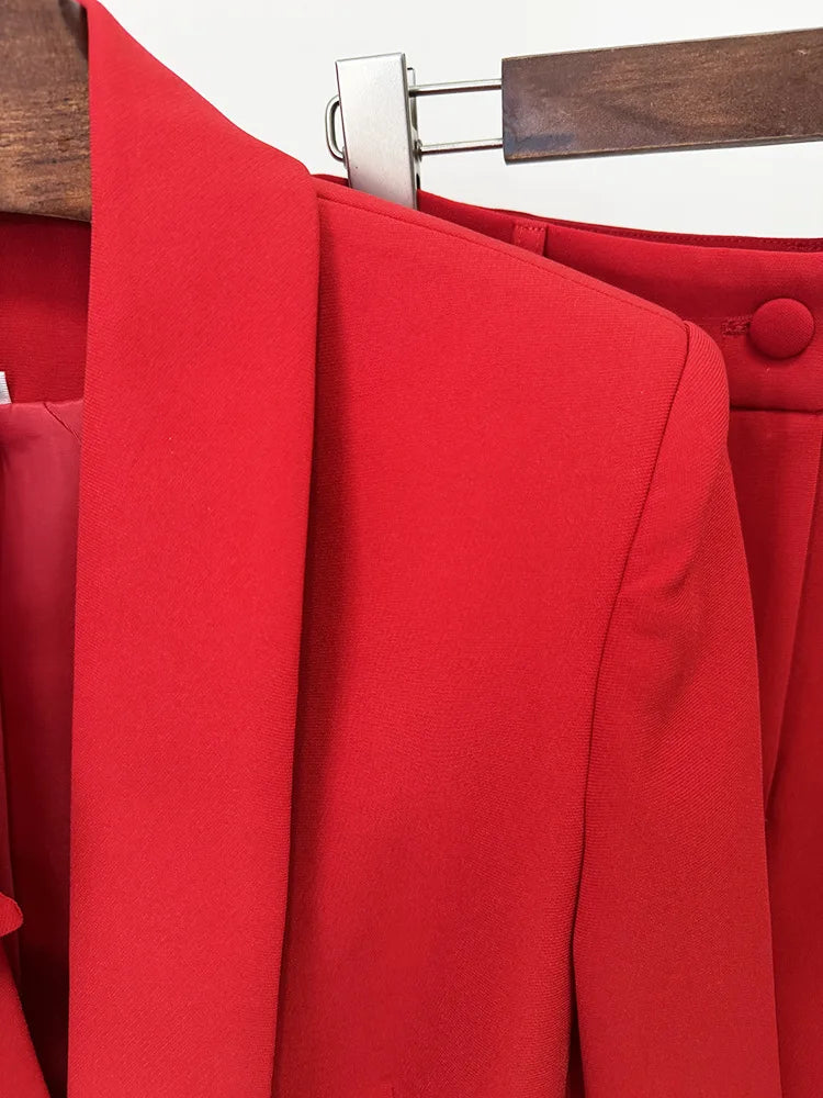 Conjunto de Alfaiataria 2 Peças: Blazer com Aplicação de Flor 3D e Calça