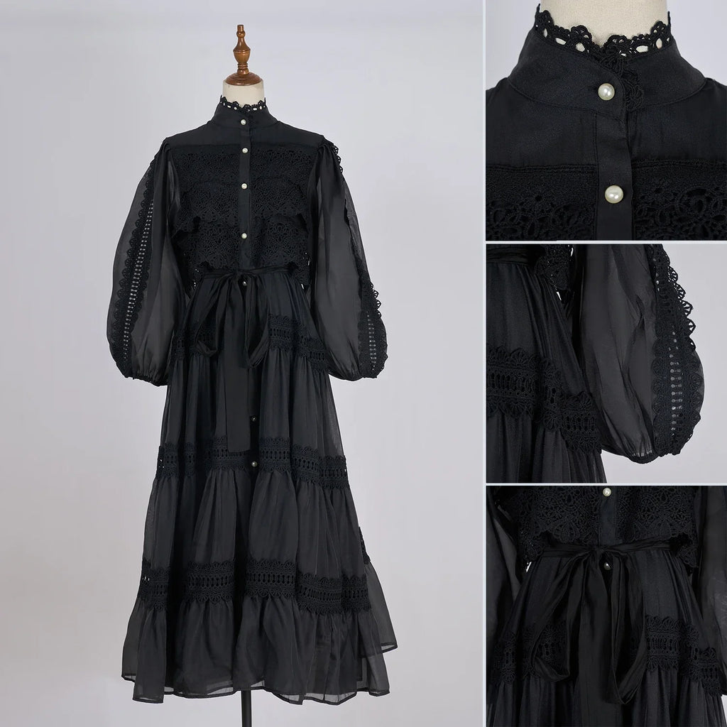 Valentina | Vestido Longo em Renda Artesanal com Aplicação de Pérolas