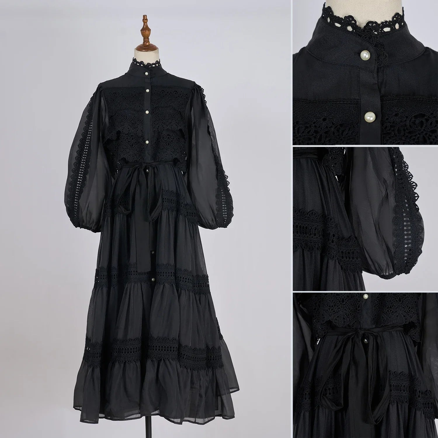 Valentina | Vestido Longo em Renda Artesanal com Aplicação de Pérolas