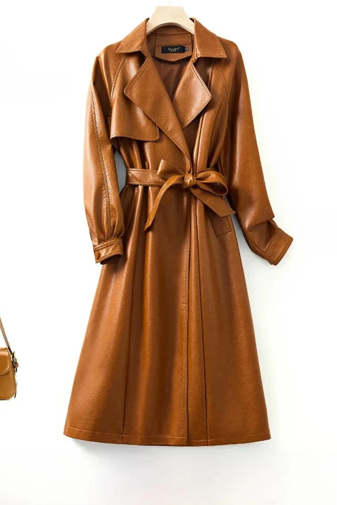 Trench Coat em Pelica de Carneiro com Cinto Integrado