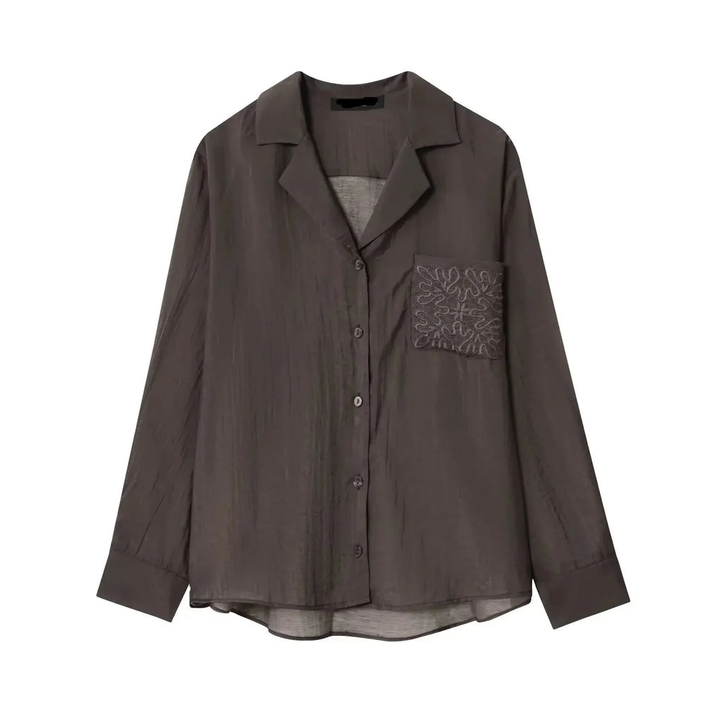 Camisa Elegante de Manga Longa – Modelagem Solta e Minimalista