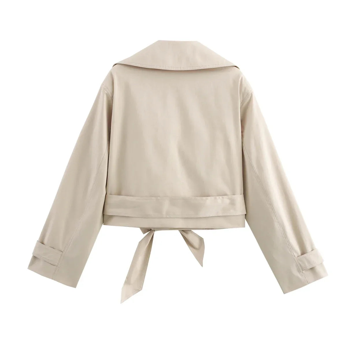 Casaco Escultural Estilo Trench Coat com Abotoamento Cruzado e Cinto