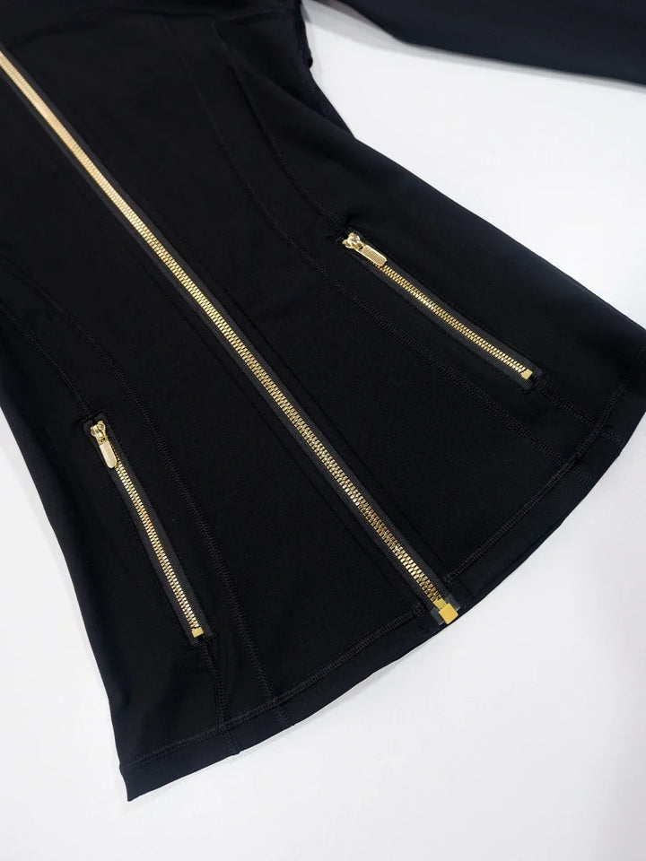 Conjunto Esportivo Feminino com Zíper Dourado e Calça Modeladora