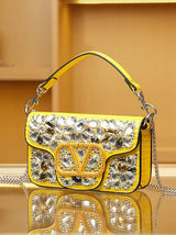 Bolsa Clutch Elegante com Pedrarias Bordadas à Mão