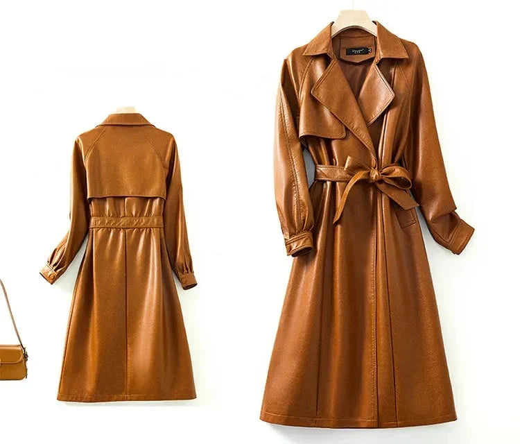 Trench Coat em Pelica de Carneiro com Cinto Integrado