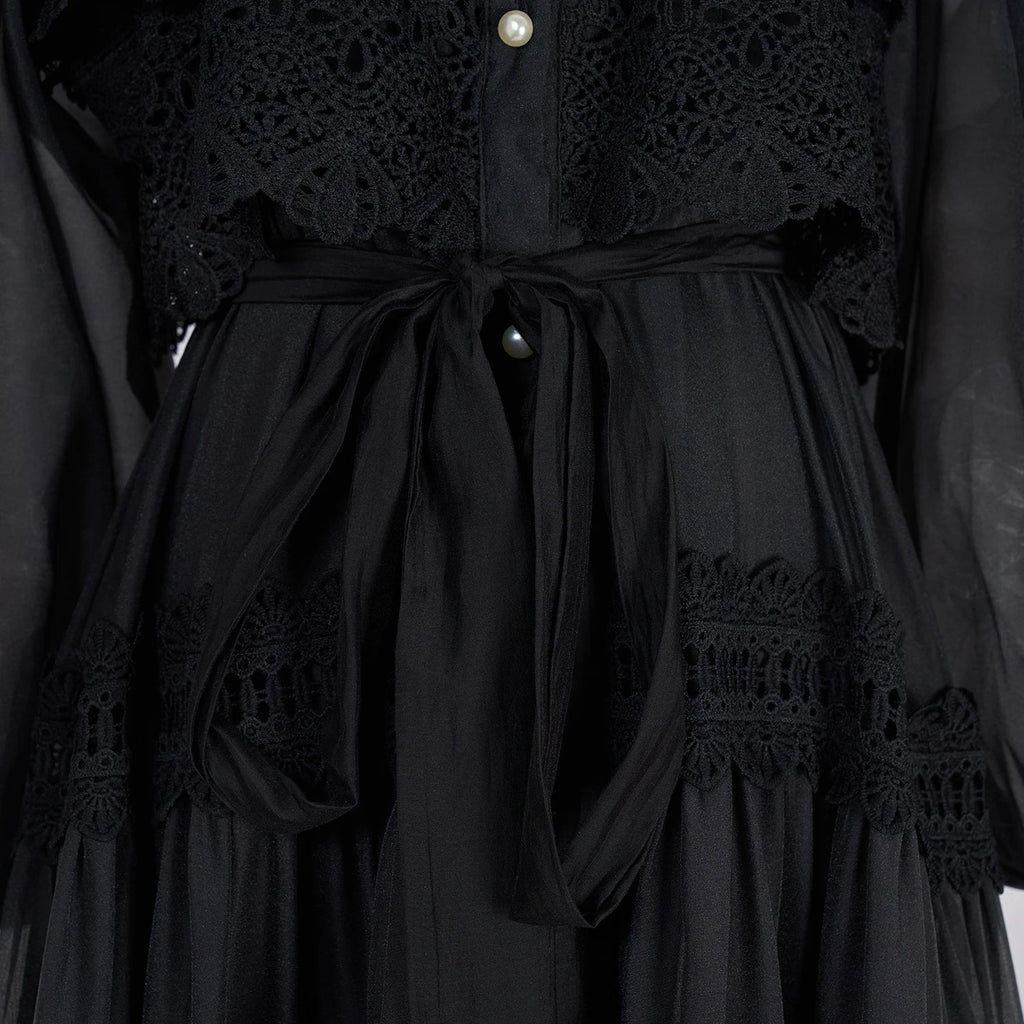 Valentina | Vestido Longo em Renda Artesanal com Aplicação de Pérolas