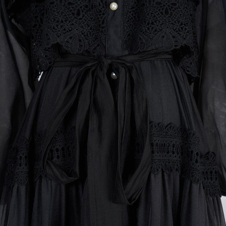 Valentina | Vestido Longo em Renda Artesanal com Aplicação de Pérolas