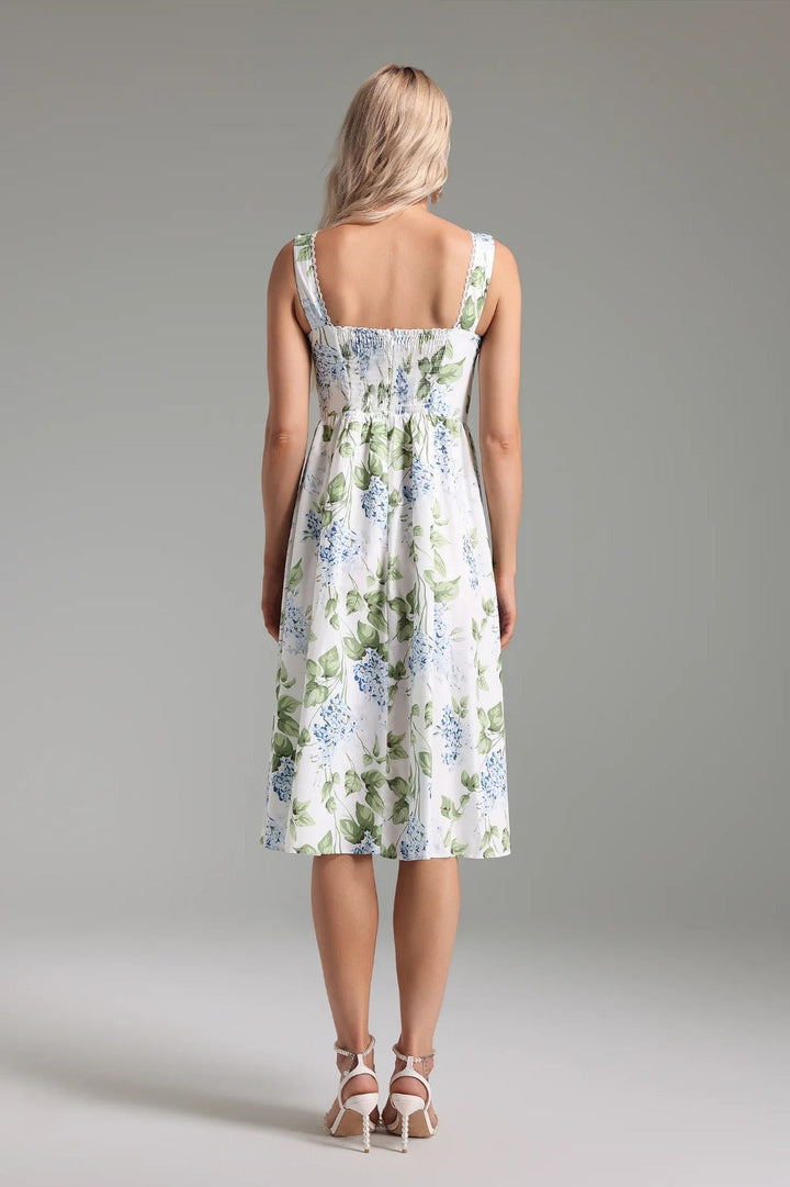 Vestido Elegante de Verão com Decote Quadrado - Leveza e Sofisticação