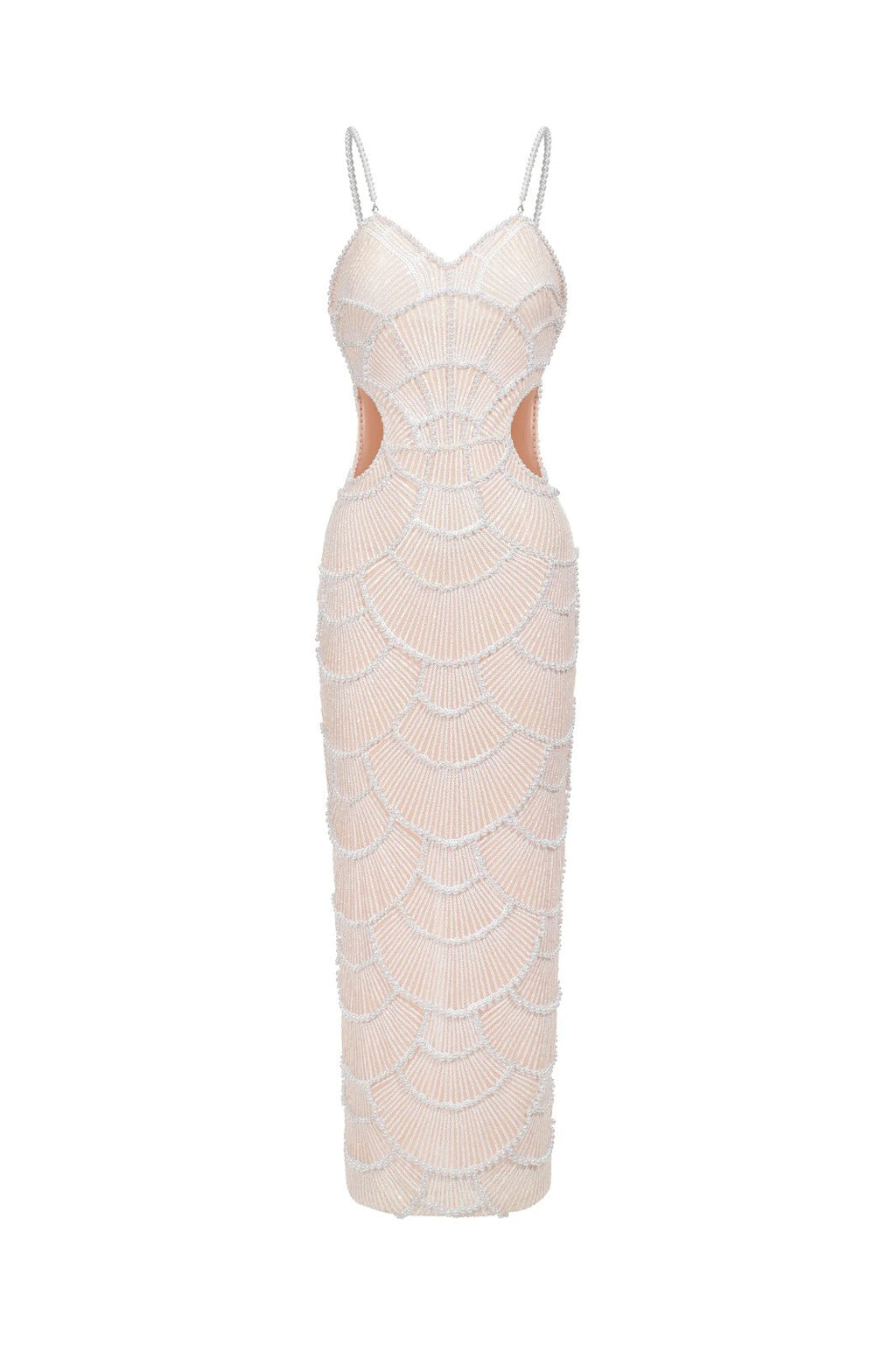 Vestido Halter com Bordado à Mão em Pedrarias e Recortes Sensuais – Elegância Escultural para Ocasiões Especiais