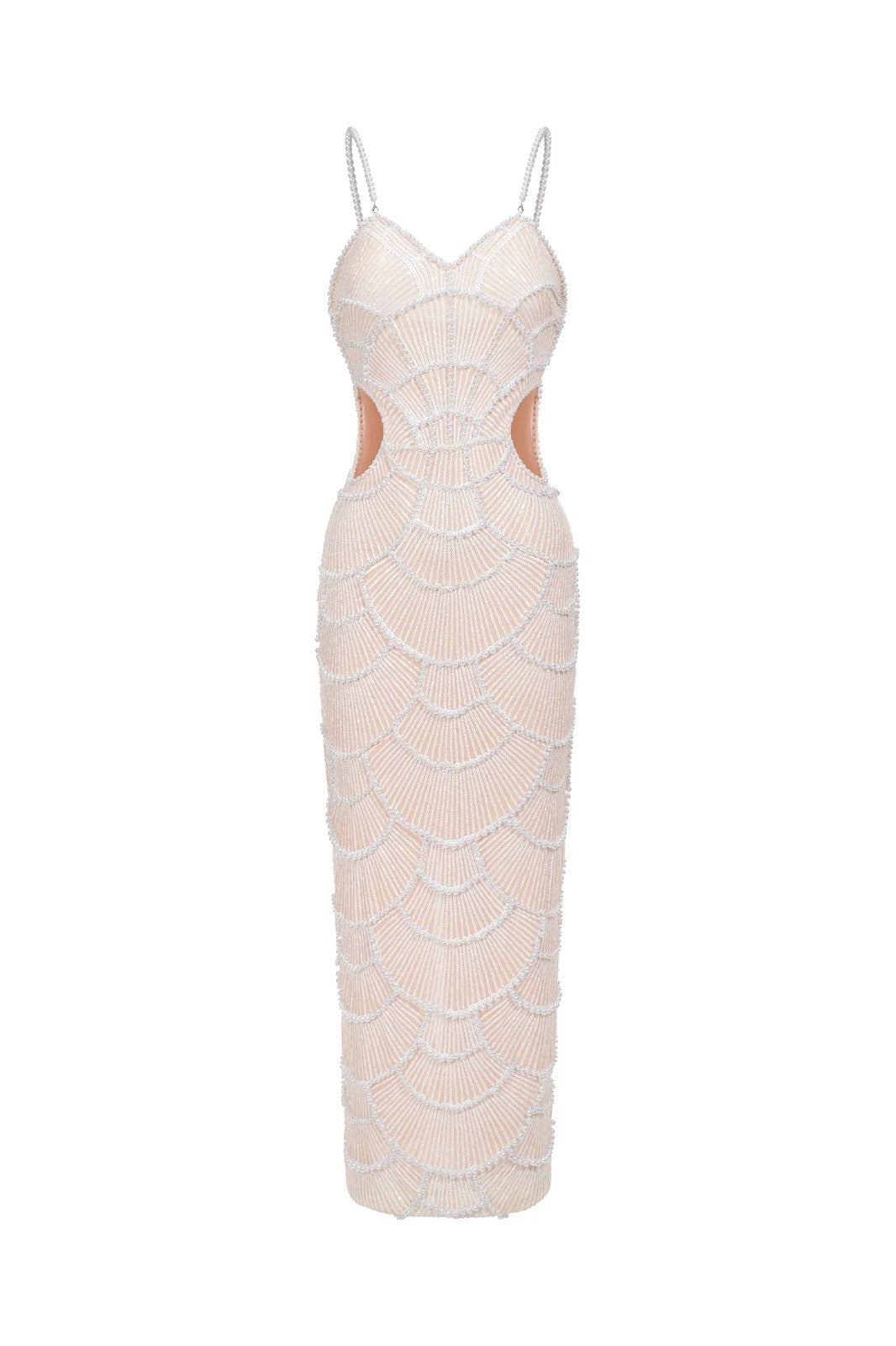 Vestido Halter com Bordado à Mão em Pedrarias e Recortes Sensuais – Elegância Escultural para Ocasiões Especiais