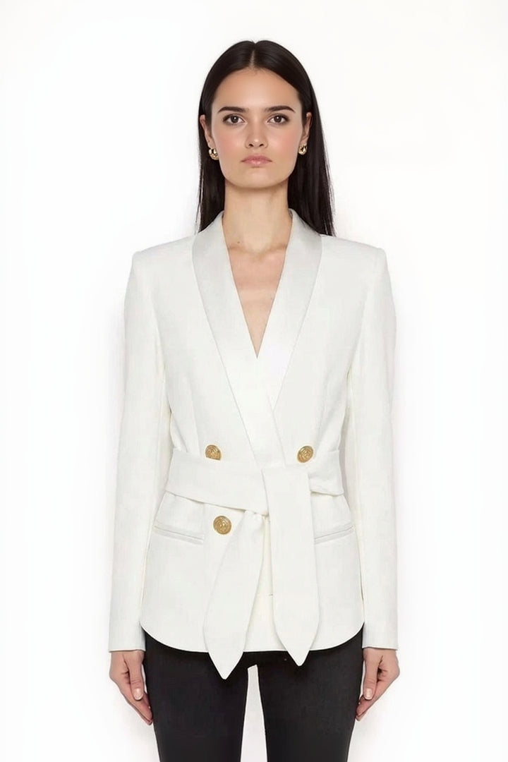 Blazer Estruturado com Lapela Xale e Cinto - Elegância Atemporal