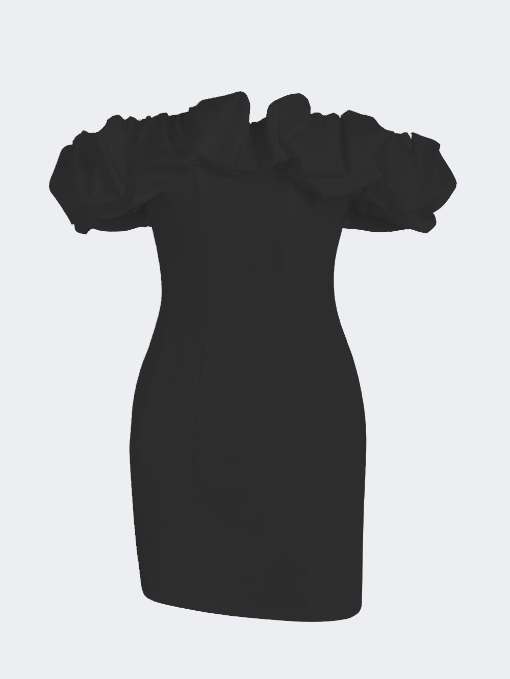 Violante | Vestido Mini Branco com Ombros Caídos e Babado Volumoso