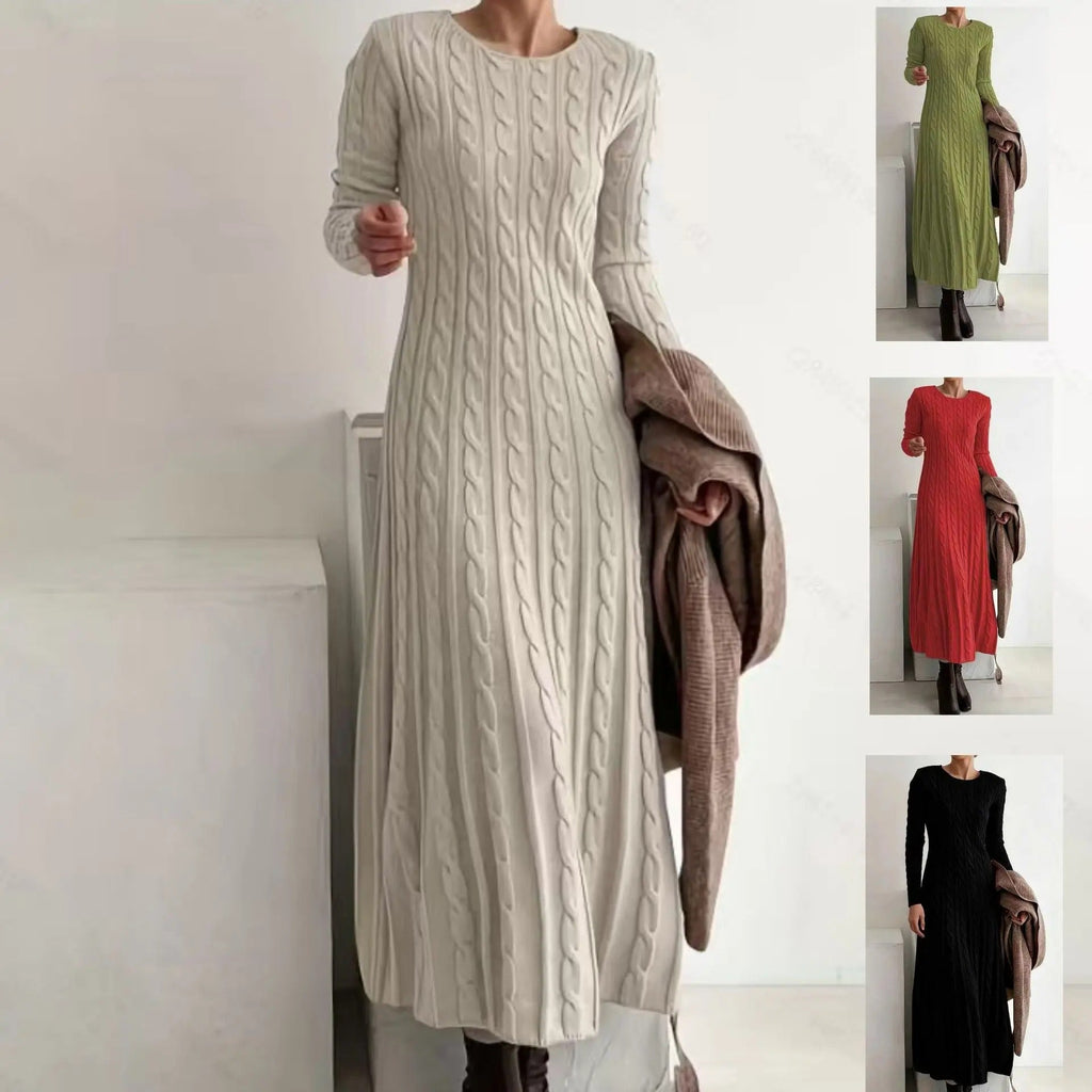 BIANCA | VESTIDO LONGO DE TRICÔ COM GOLA REDONDA
