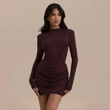 Nadya | Vestido Manga Longa Franzido em Preto