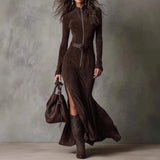 Helena – Vestido Longo com Fenda e Faixa