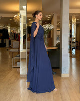 LUIZA | Vestido Longo de Chiffon Ombro Assimétrico