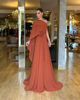 LUIZA | Vestido Longo de Chiffon Ombro Assimétrico