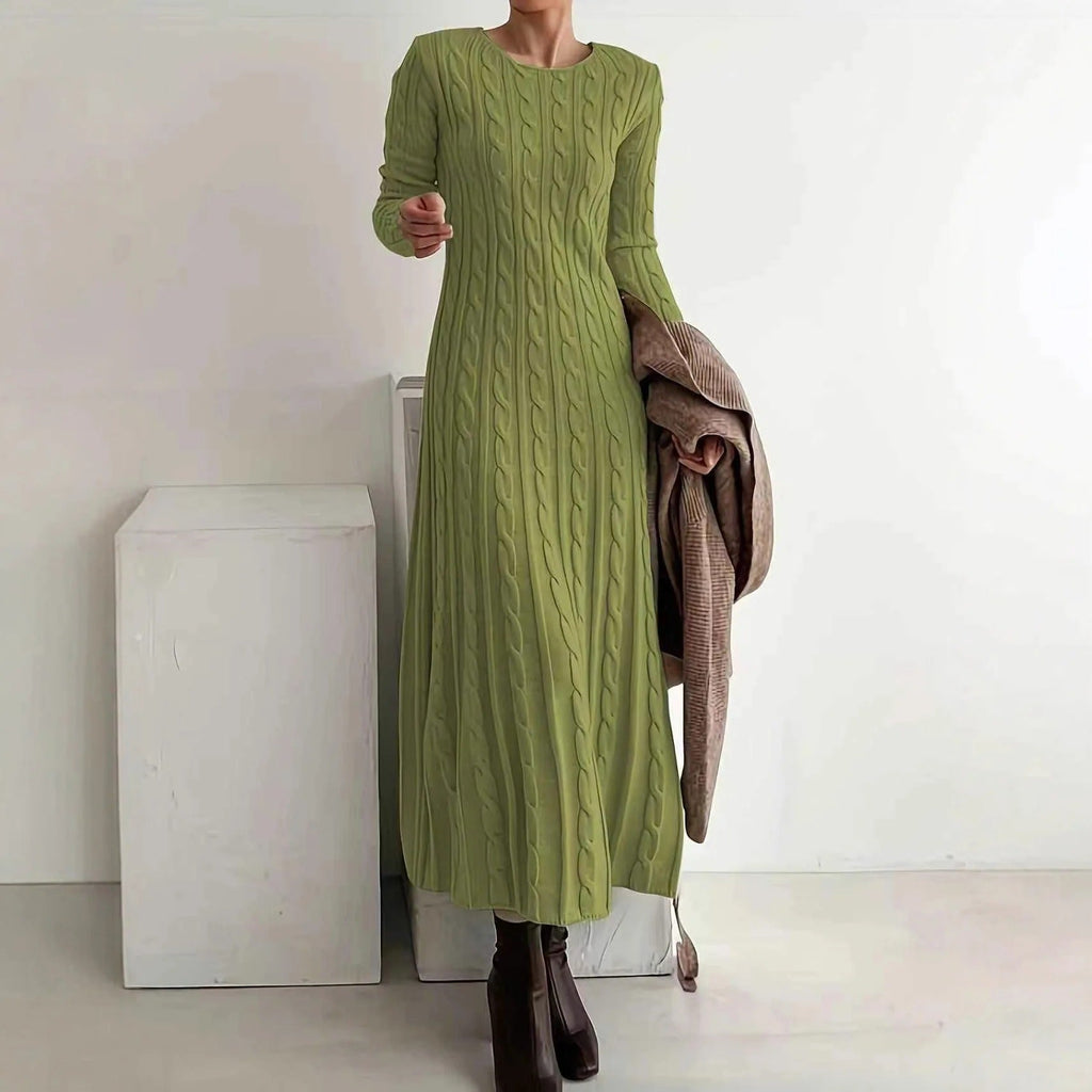 BIANCA | VESTIDO LONGO DE TRICÔ COM GOLA REDONDA