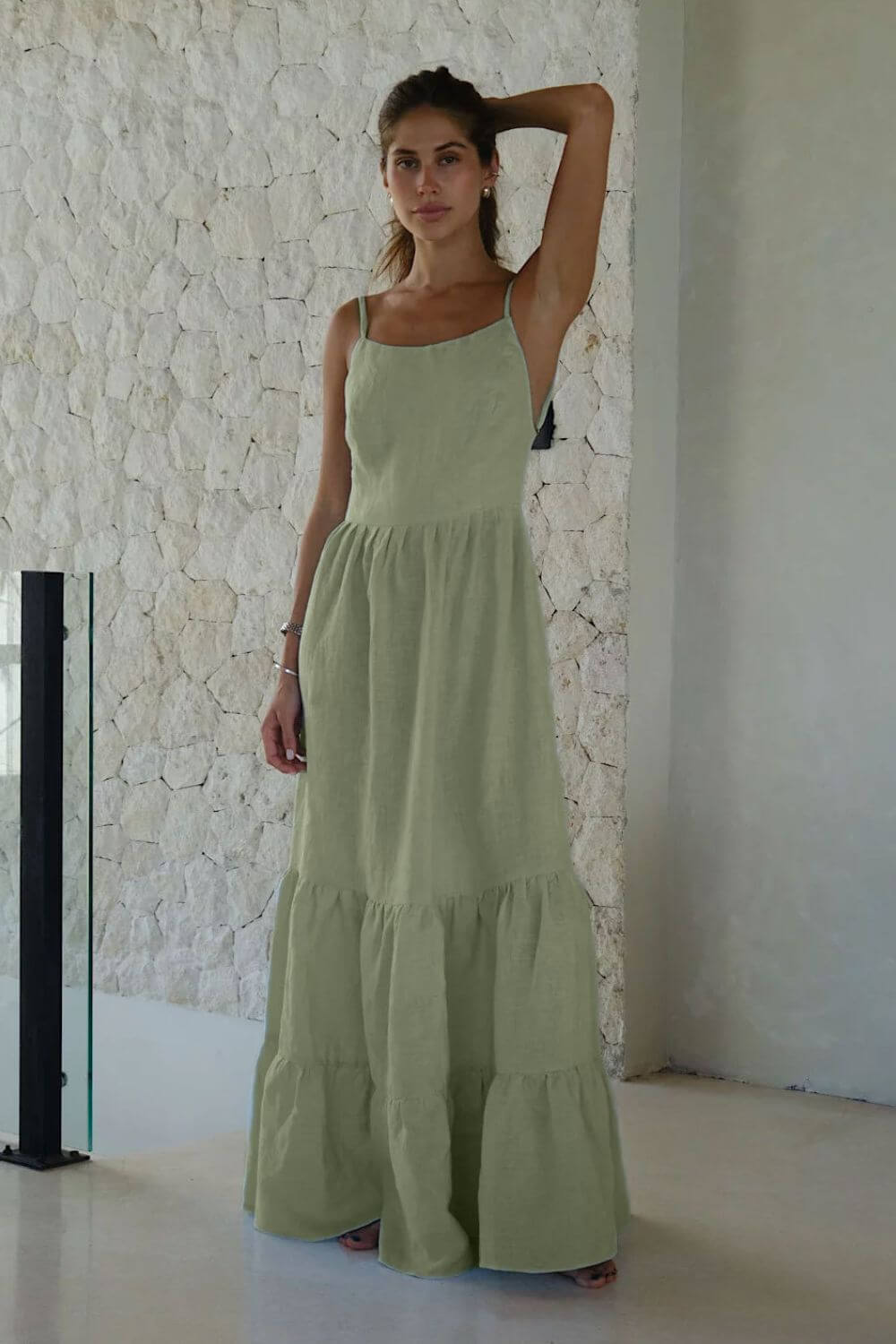 Kimmy | Vestido Longo Azul Marinho em Algodão com Costas Abertas