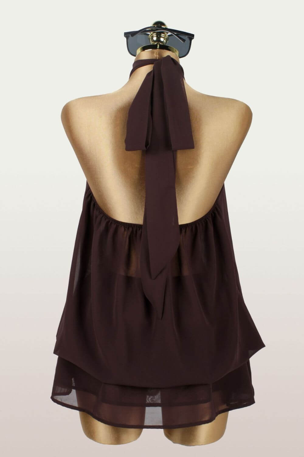 Lina | Macaquinho Curto em Chiffon com Camadas e Gola Halter