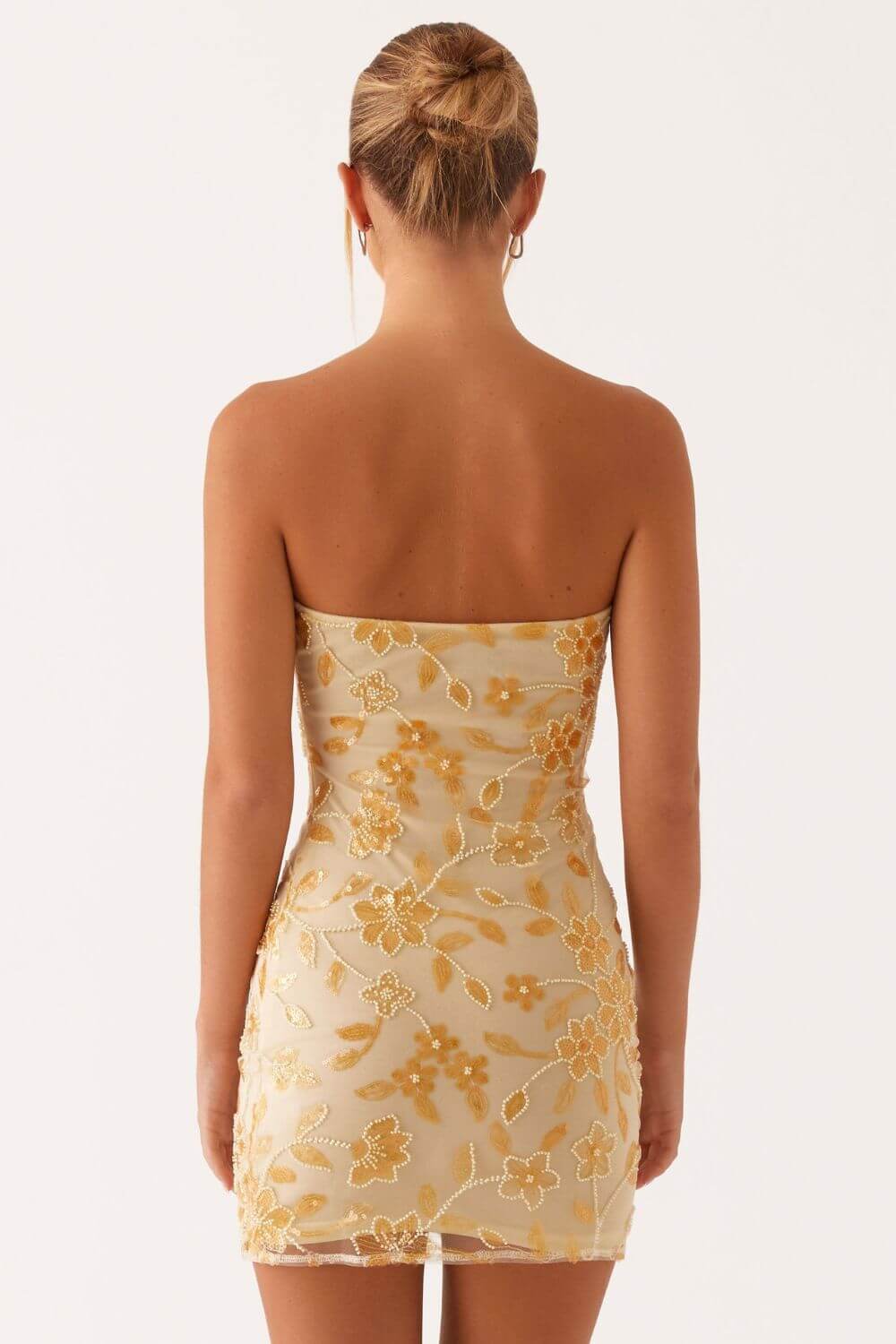 Aricia | Vestido Curto Bustier com Estampa Floral em Verde Menta