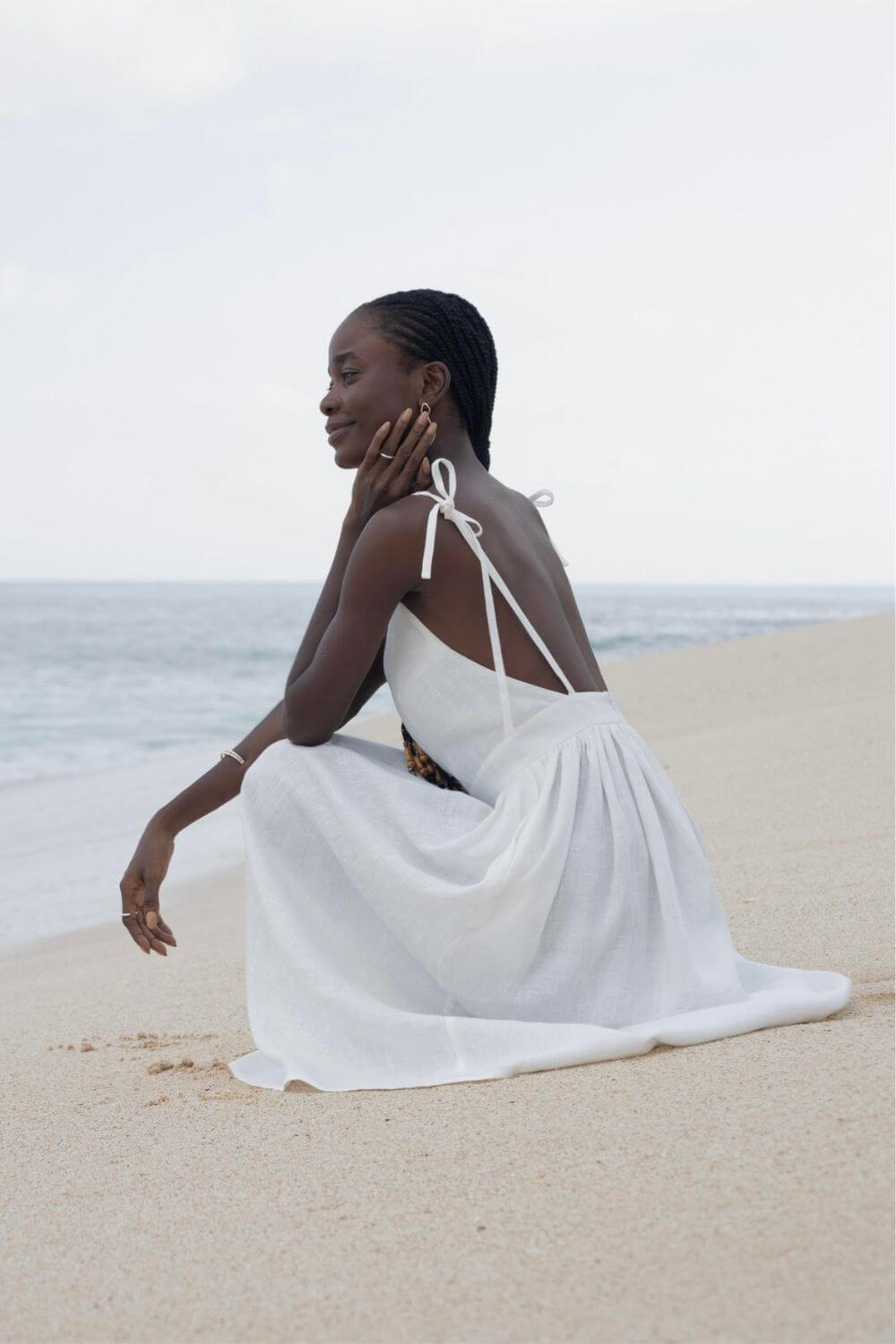 Dandara | Vestido Midi em Algodão com Franzido no Busto e Alça Ajustável