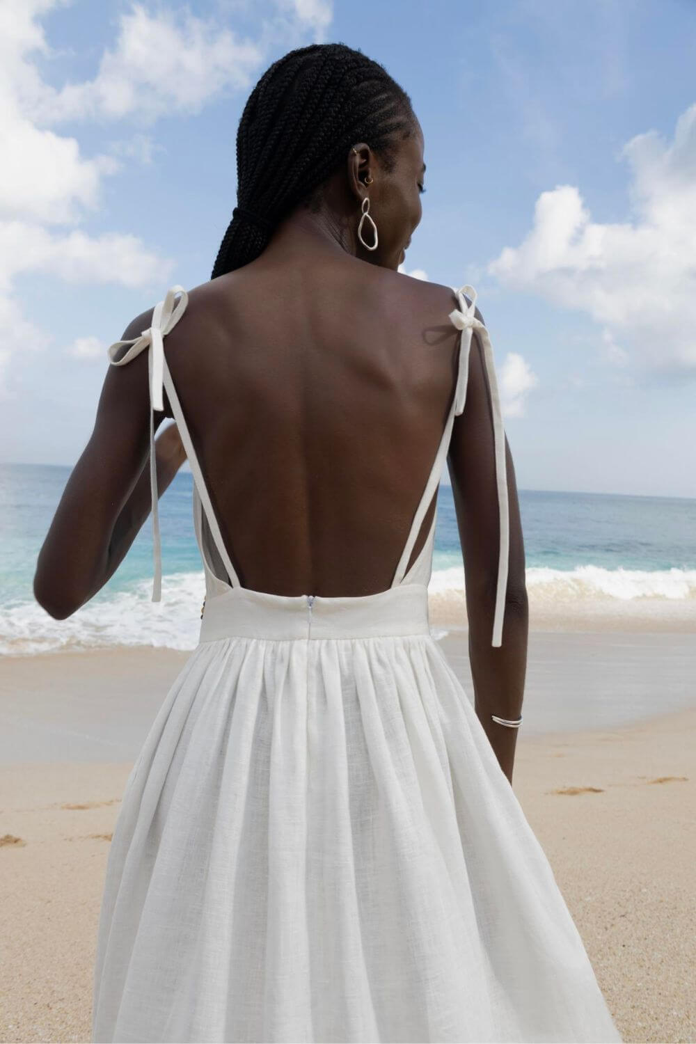 Dandara | Vestido Midi em Algodão com Franzido no Busto e Alça Ajustável