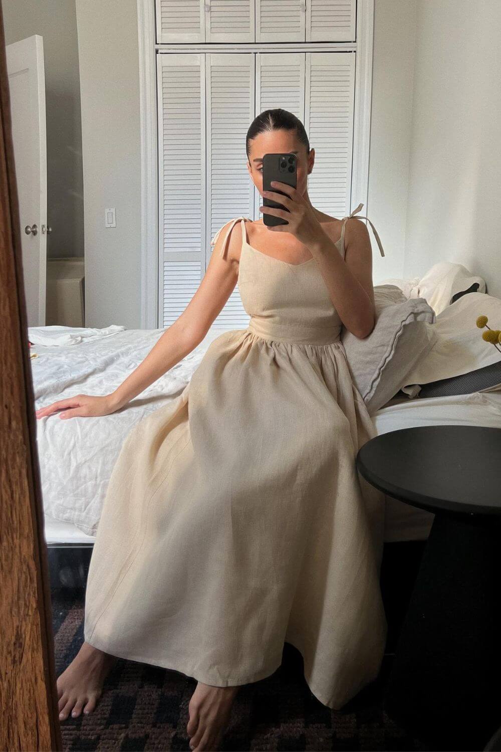 Dandara | Vestido Midi em Algodão com Franzido no Busto e Alça Ajustável