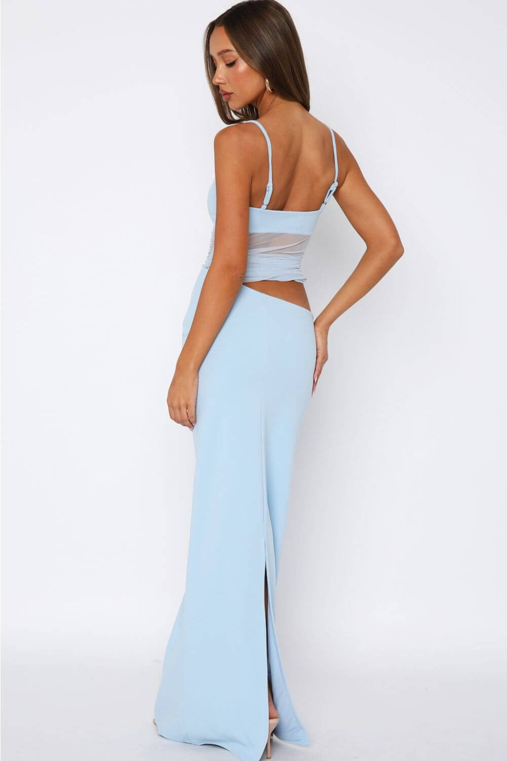 Marcelle | Vestido Longo com Busto em Tule Bordado e Saia Reta em Preto