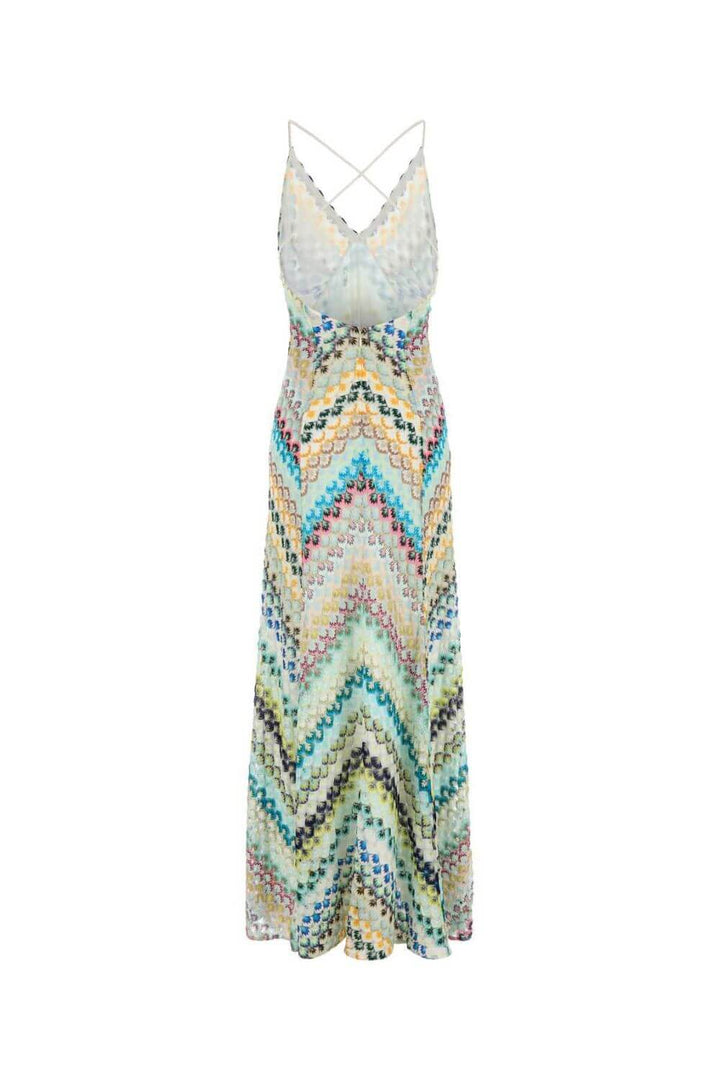 Aleth | Vestido Longo em Renda Chevron Terracota com Alças Cruzadas